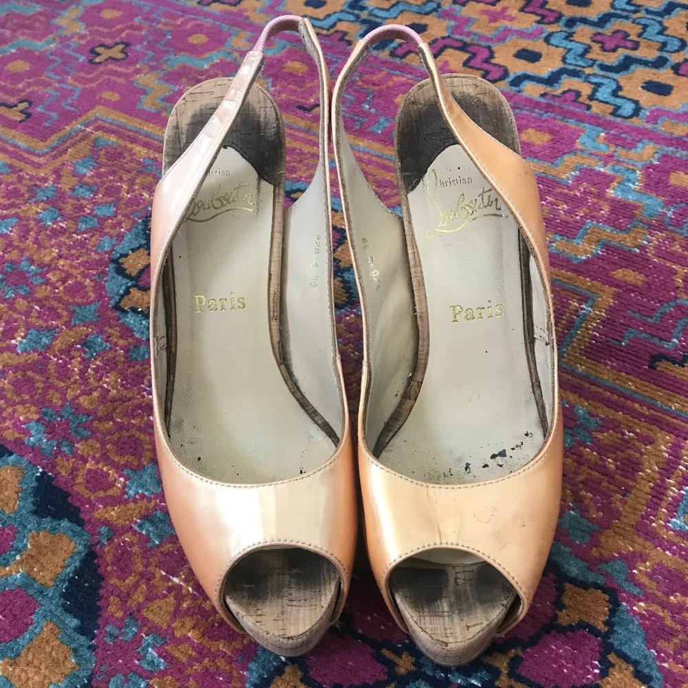 Christian Louboutin Pink Cork Slingback Sandals